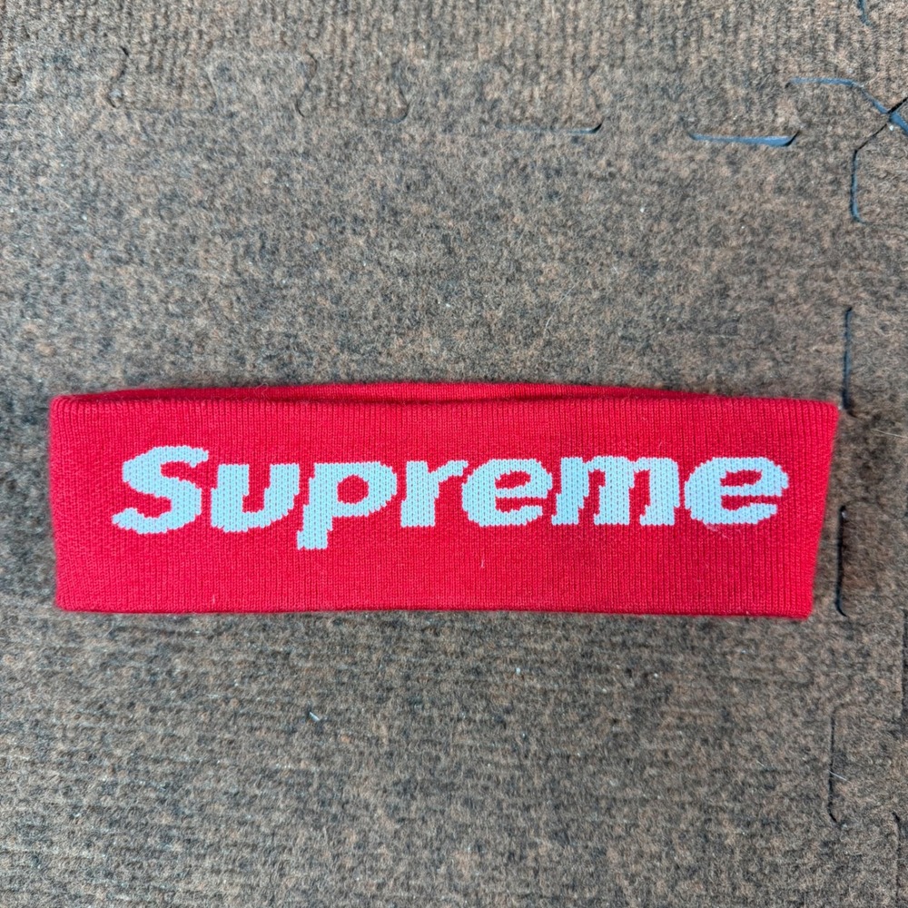 Supreme New Era Big Logo Headband Red White Knit Streetwear Accessory One Size